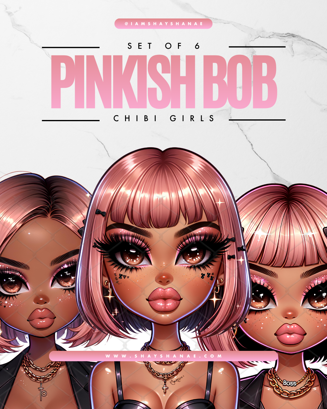 Pinkish Bob | Chibi Girls (Set of 6)