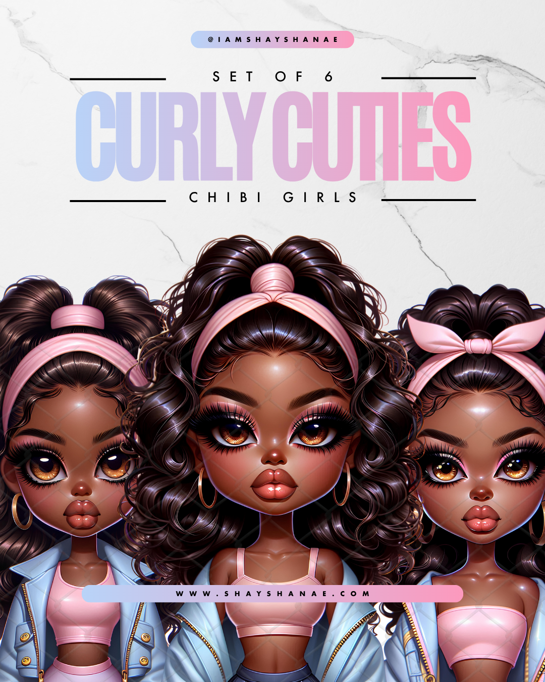 Curly Cuties | Chibi Girls (Set of 6)