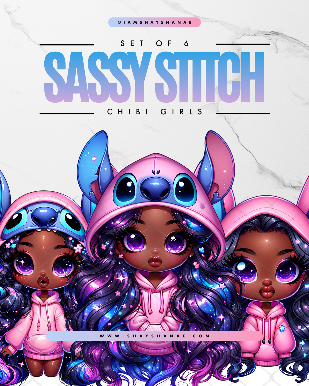 Sassy Stitch | Chibi Girls (Set of 6)