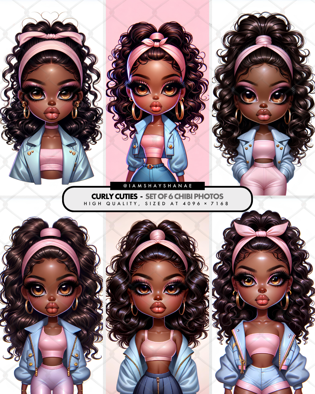 Curly Cuties | Chibi Girls (Set of 6)