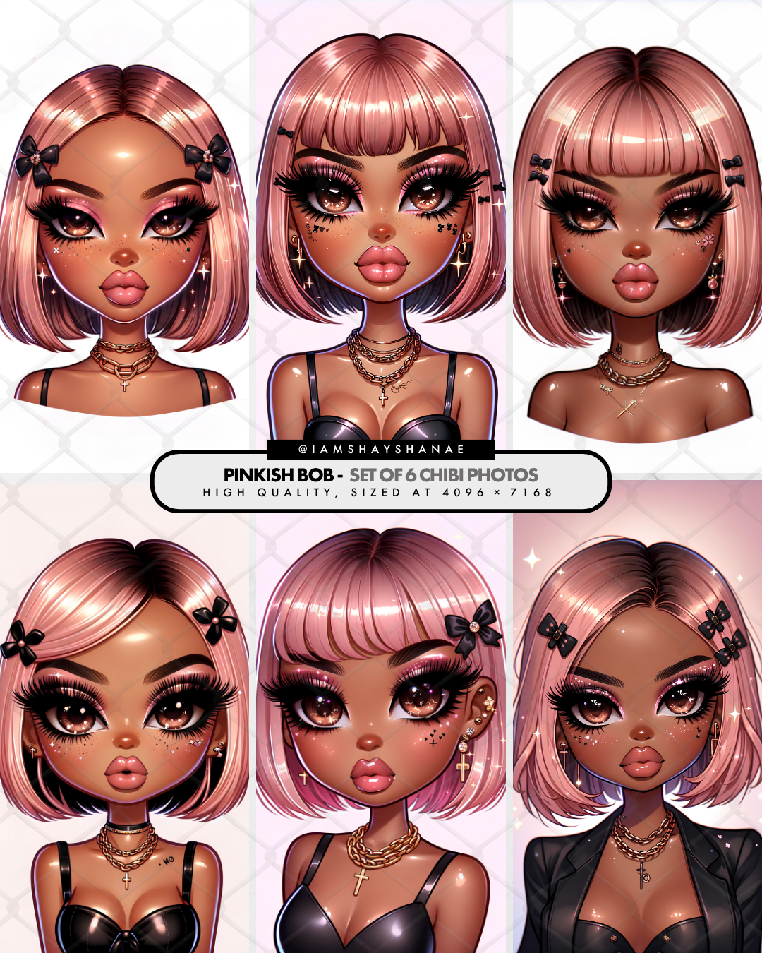 Pinkish Bob | Chibi Girls (Set of 6)