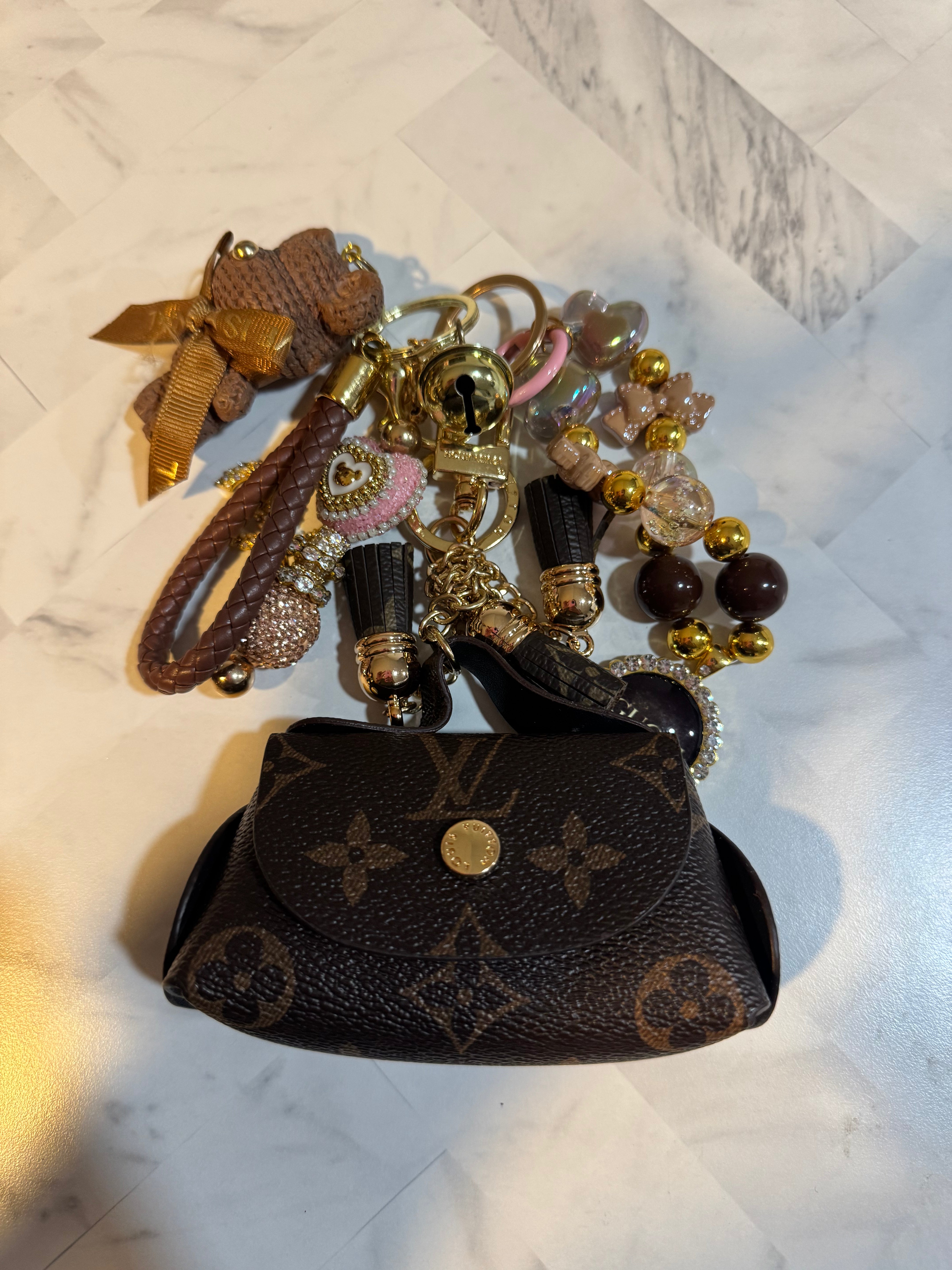 Brown Mini LV Bag + Keychain Set
